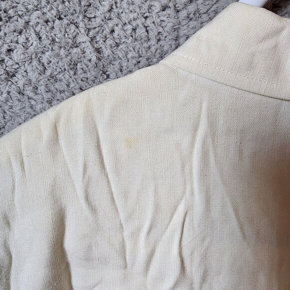 The Havanera Co White Floral Short Sleeve Button Up Shirt Size M Linen Blend - Picture 12 of 14